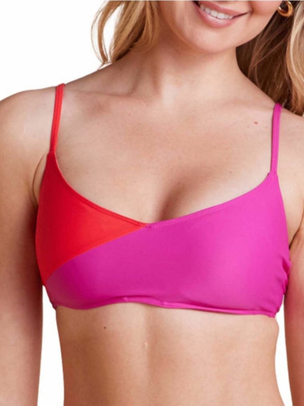 Summersalt Women's The Marina Bikini Top Hibiscus & Grapefruit NWOT size 8